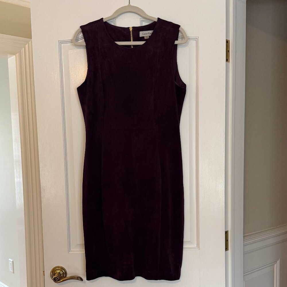 Calvin Klein Faux Suede Eggplant Dress